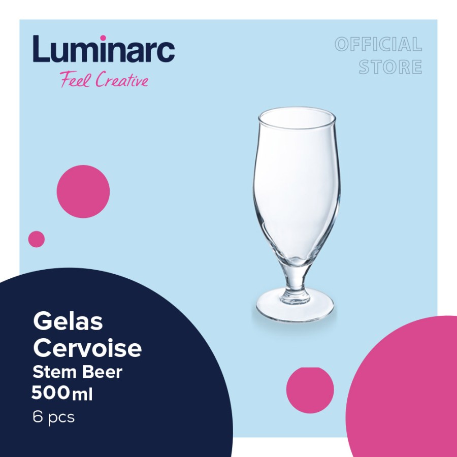 Gelas Beer Kaca Arcoroc Cervoise Stem, 500ml - 6pcs